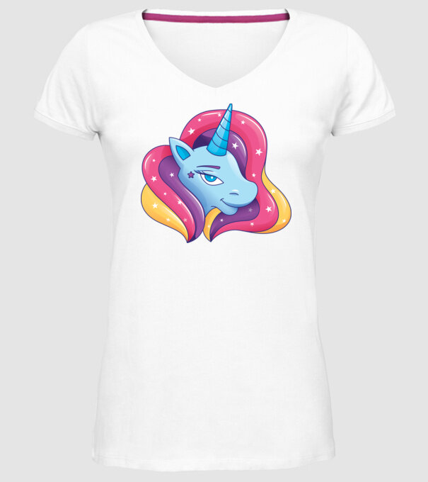 Cap de unicorn model alb pe tricou