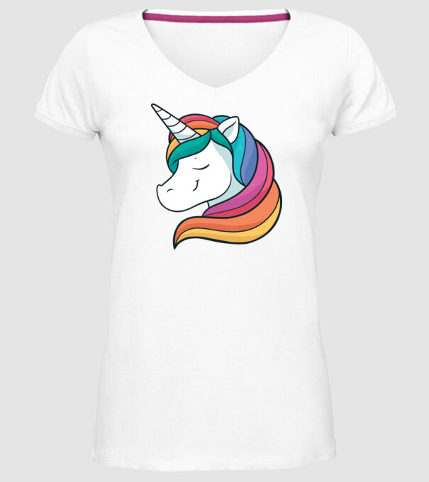 Cap de unicorn model alb pe tricou