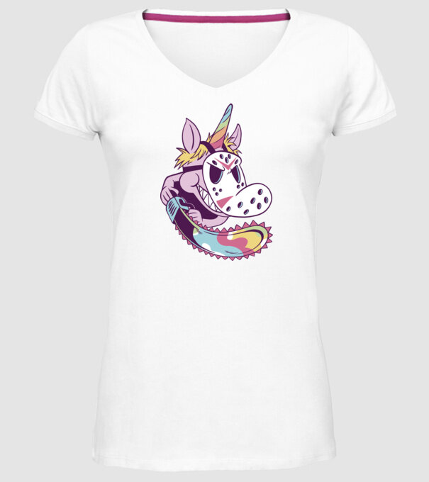 Unicorn Mască Jason Halloween model alb pe tricou