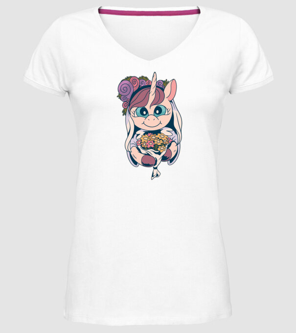 Unicorn Mireasă model alb pe tricou