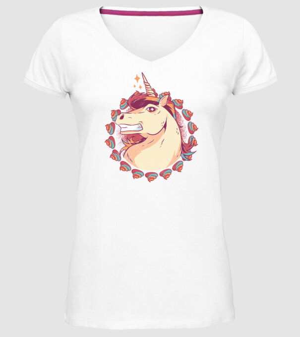 Unicorn Mullet model alb pe tricou