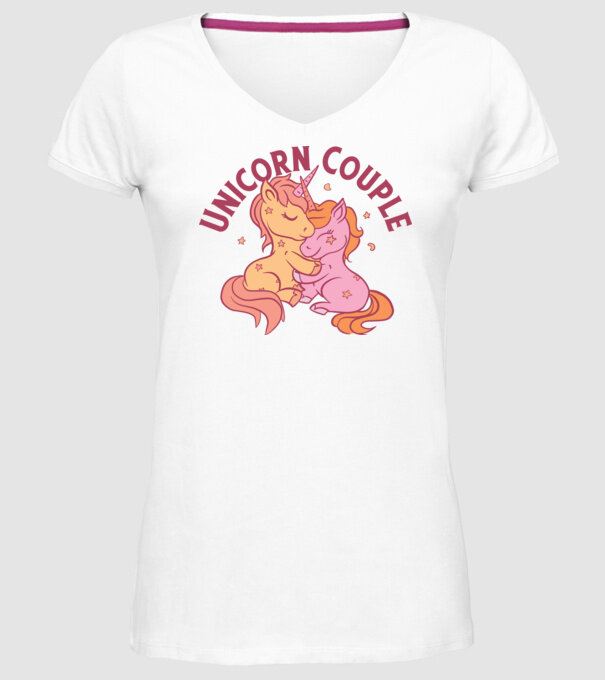Pereche Unicorn model alb pe tricou