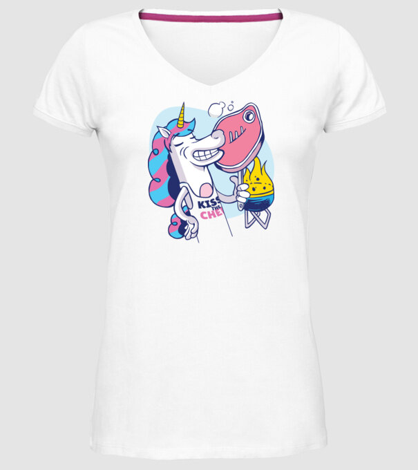 Unicorn Steak BBQ model alb pe tricou