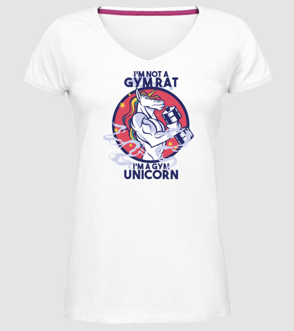 Unicorn antrenament cu haltere model alb pe tricou