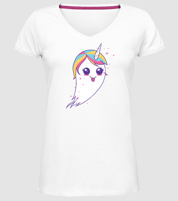 Unicorn Fantoma model alb pe tricou