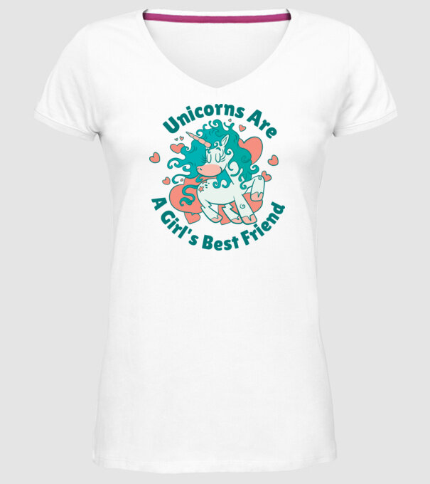 Unicornii sunt cei mai buni prieteni ai fetelor model alb pe tricou