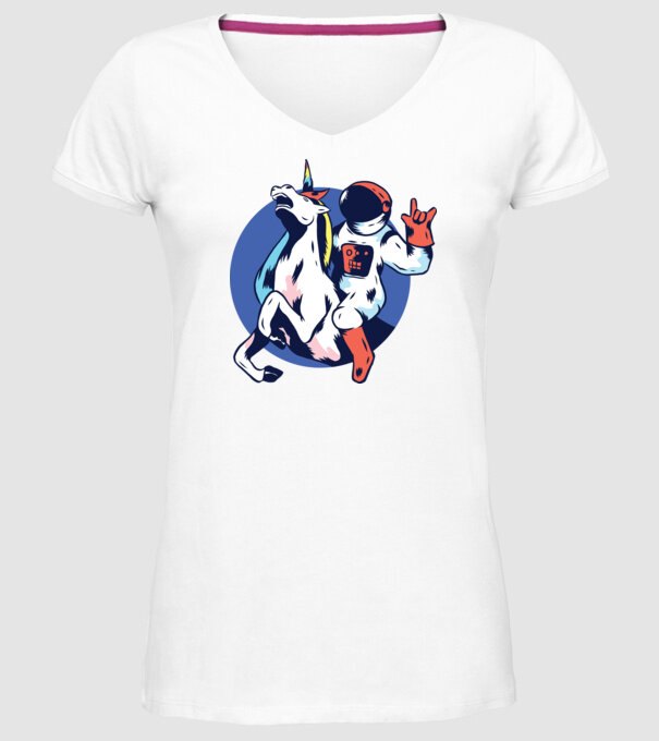 Unicorn Astronaut model alb pe tricou