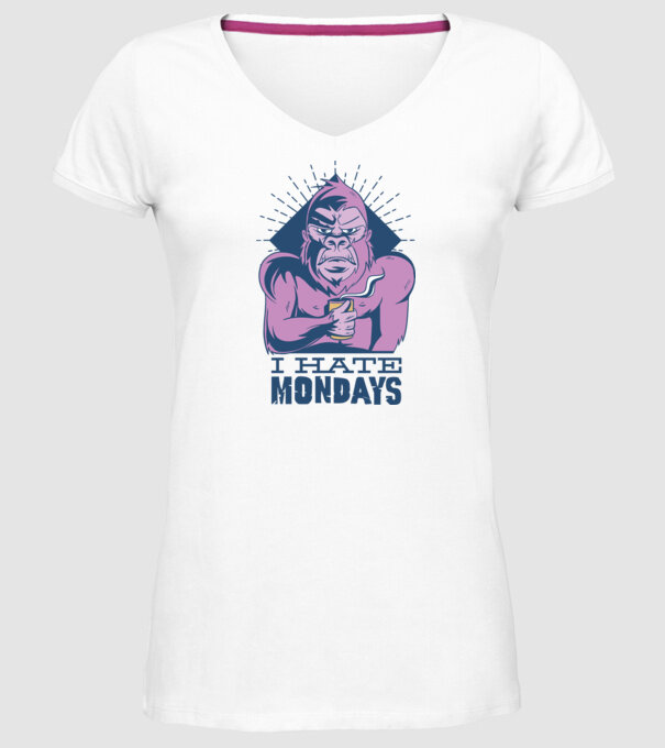 Urăsc zilele de luni model alb pe tricou