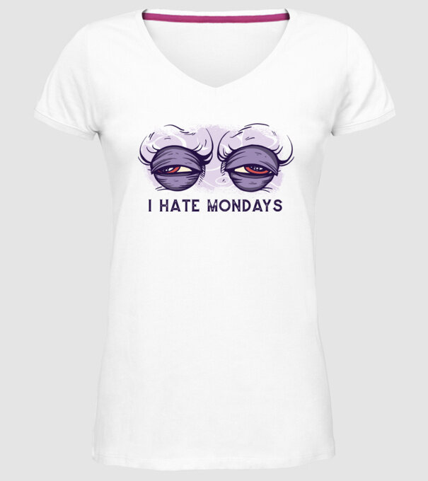 Urăsc zilele de luni model alb pe tricou