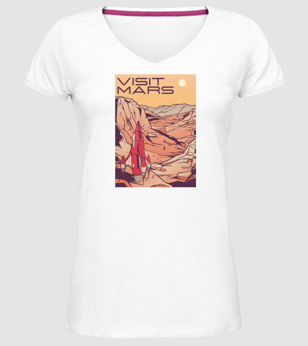 Călătorie pe Marte afiș model alb pe tricou