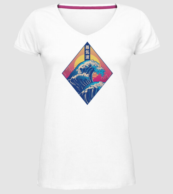 Vaporwave Val model alb pe tricou