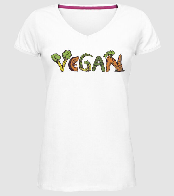 Inscripție legume vegan model alb pe tricou