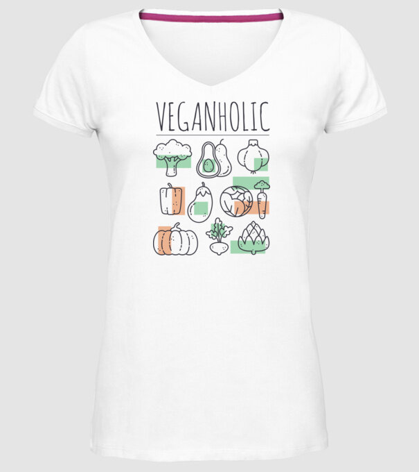 Veganholic model alb pe tricou