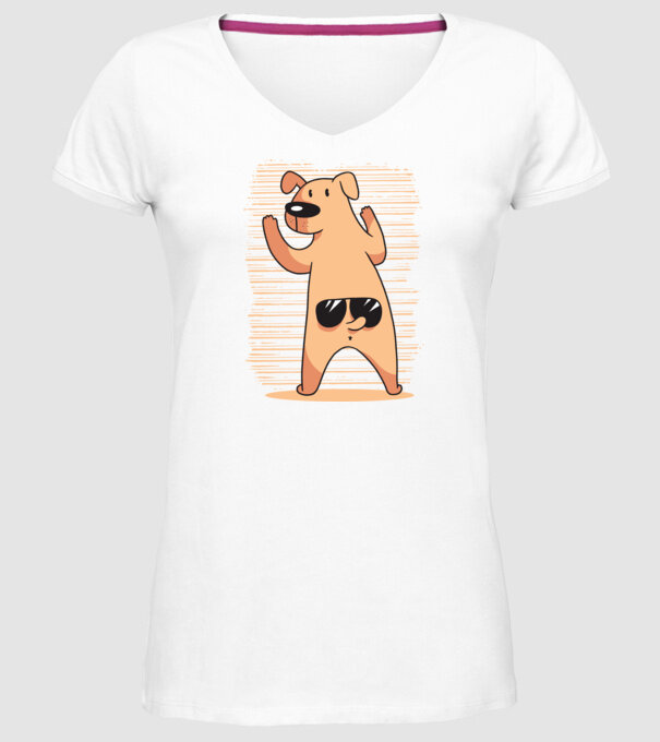 Tricou cu Câine amuzant model alb pe tricou