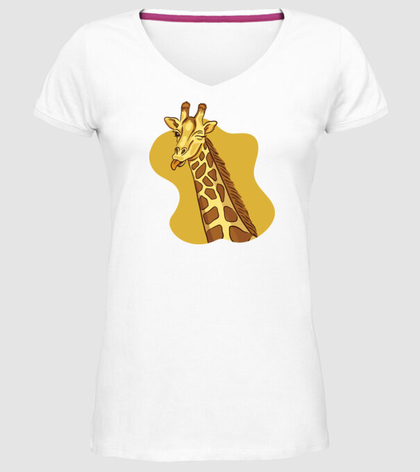 Girafă amuzantă model alb pe tricou