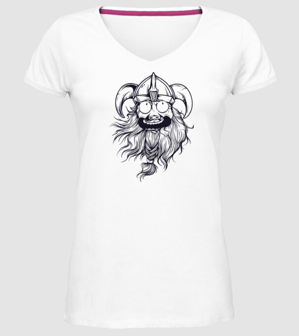 Viking model alb pe tricou
