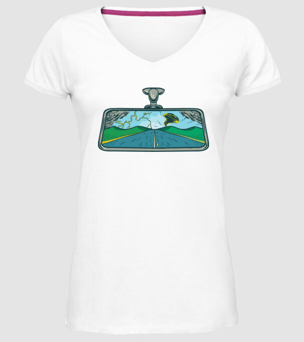 Oglindă retrovizoare model alb pe tricou