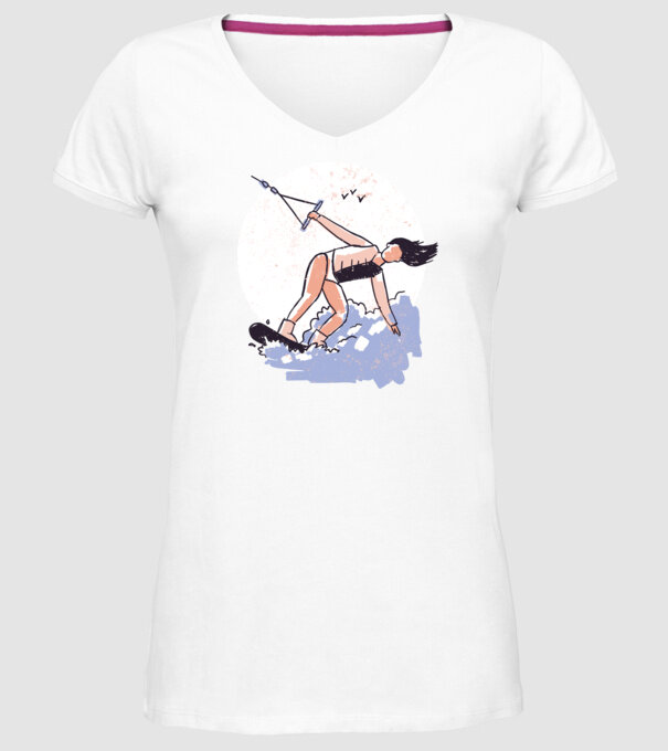 Fată cu Wakeboard model alb pe tricou