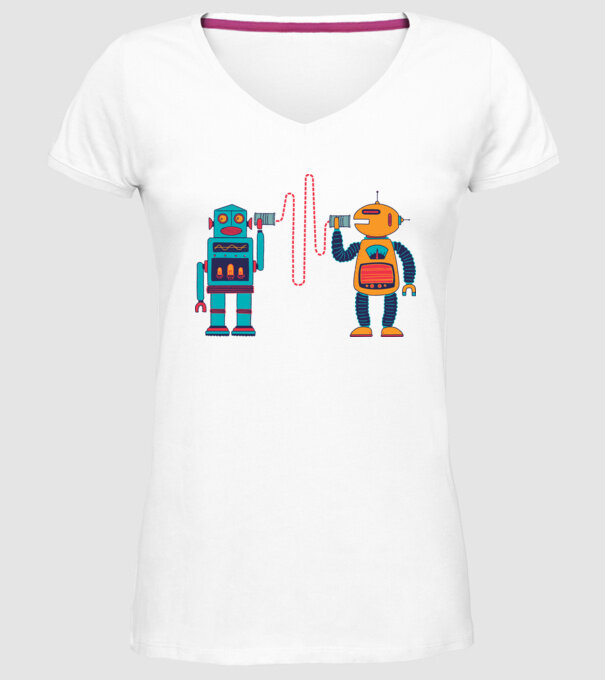 Walkie Talkie Robot model alb pe tricou