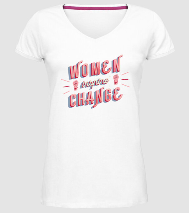 Women inspire change Ziua Femeii model alb pe tricou