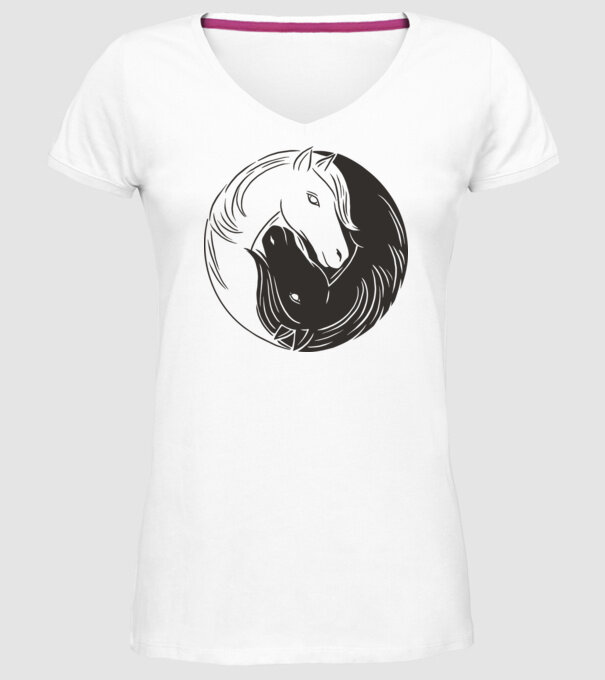 Călăreț Yin Yang model alb pe tricou