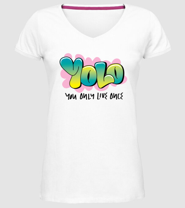 YOLO - You only live once model alb pe tricou