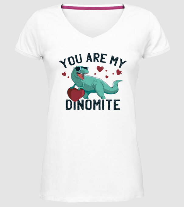 You are my Dinomite tricou cu dinozaur și inimă model alb pe tricou