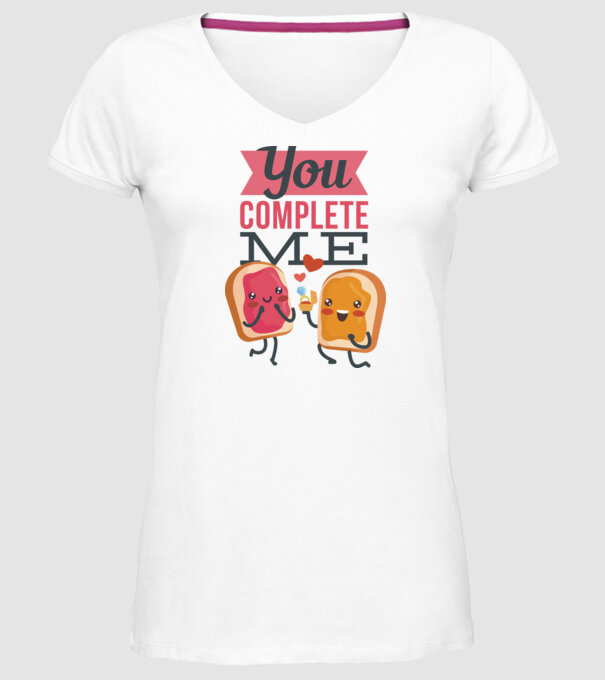 'You Complete Me Tricou drăguț pentru Valentine''s Day' model alb pe tricou