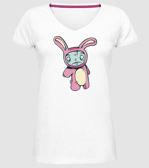 Iepuraș Zombie model alb pe tricou