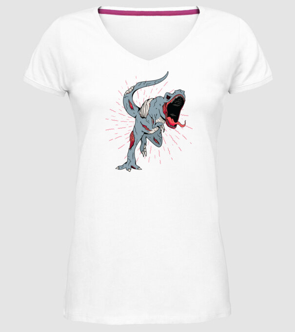 T-rex Zombie model alb pe tricou