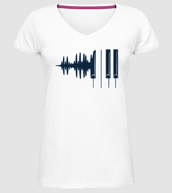 Clape de pian model alb pe tricou