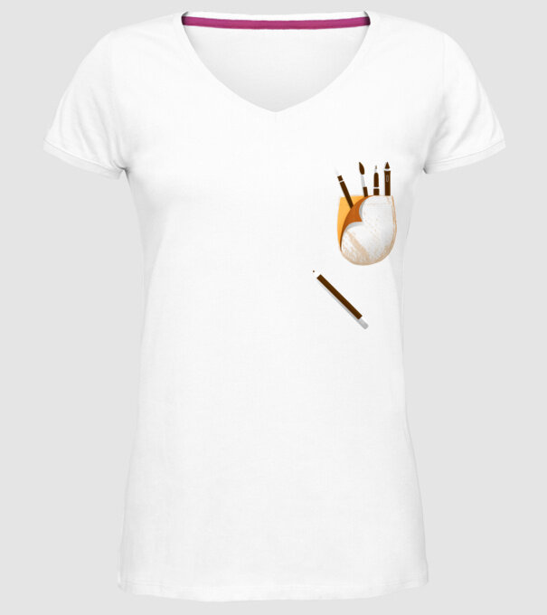 Designer buzunar model alb pe tricou