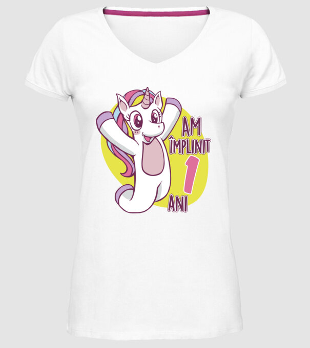 Am împlinit 1 an model alb pe tricou