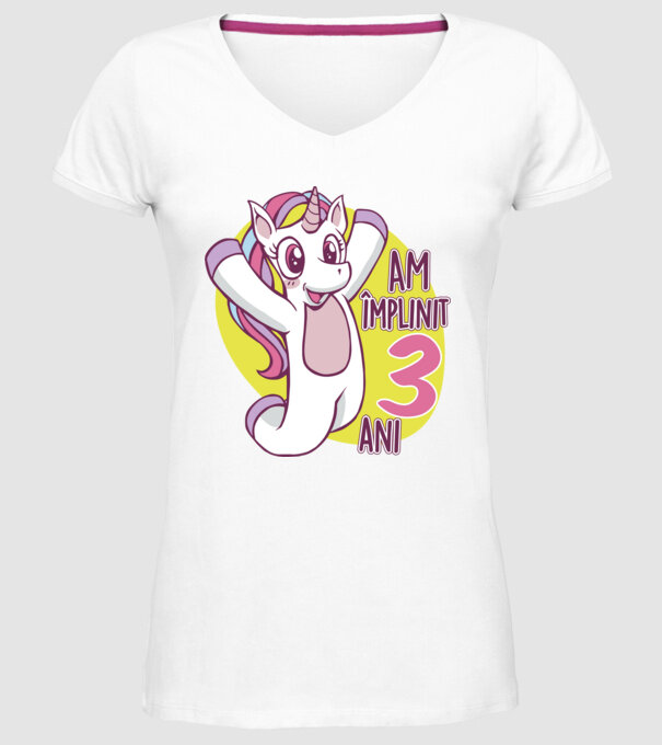Am împlinit 3 ani model alb pe tricou
