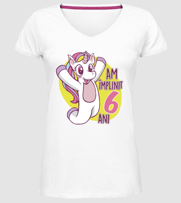 Am împlinit 6 ani model alb pe tricou