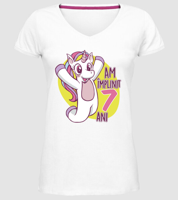 Am împlinit 7 ani model alb pe tricou