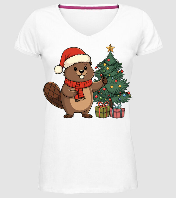 Bober Kurwa Christmas 2 model alb pe tricou