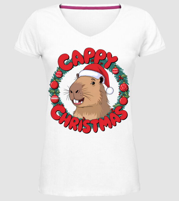 Cappy Christmas 1 model alb pe tricou