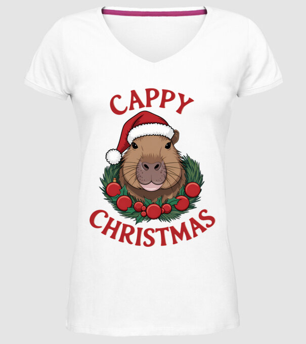 Cappy Christmas 2 model alb pe tricou
