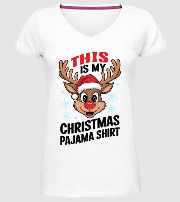 Christmas Pajama Reindeer Alb model alb pe tricou