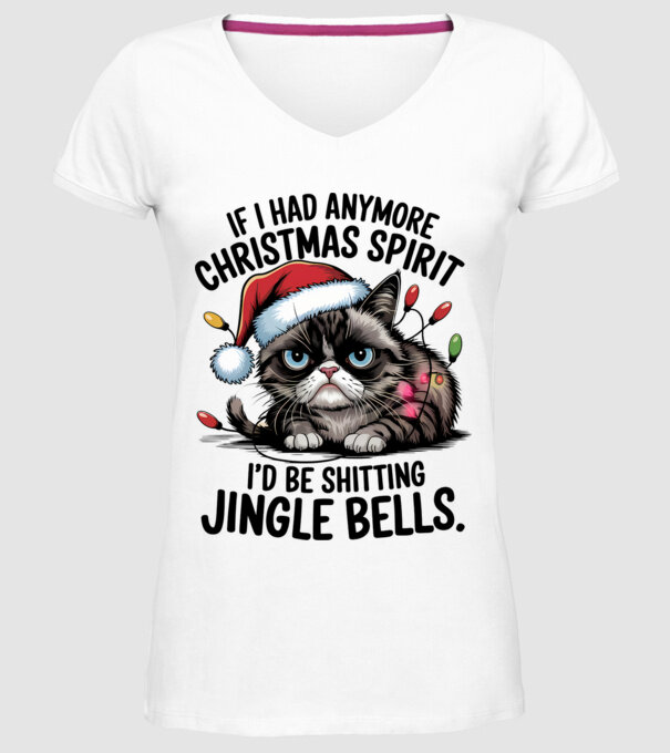 Christmas Spirit Grumpy Cat Alb model alb pe tricou