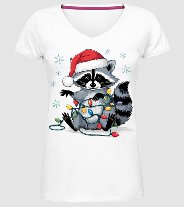 Crăciunul ratonilor Alb model alb pe tricou