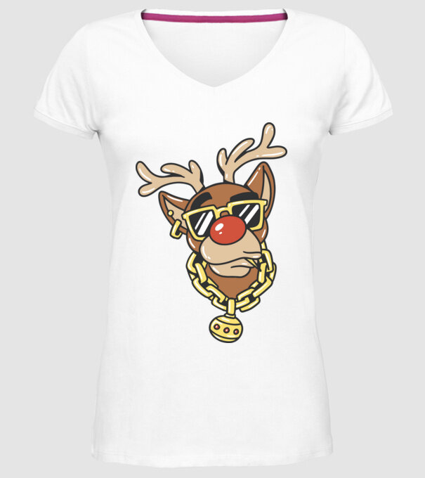 Gangster Reindeer model alb pe tricou
