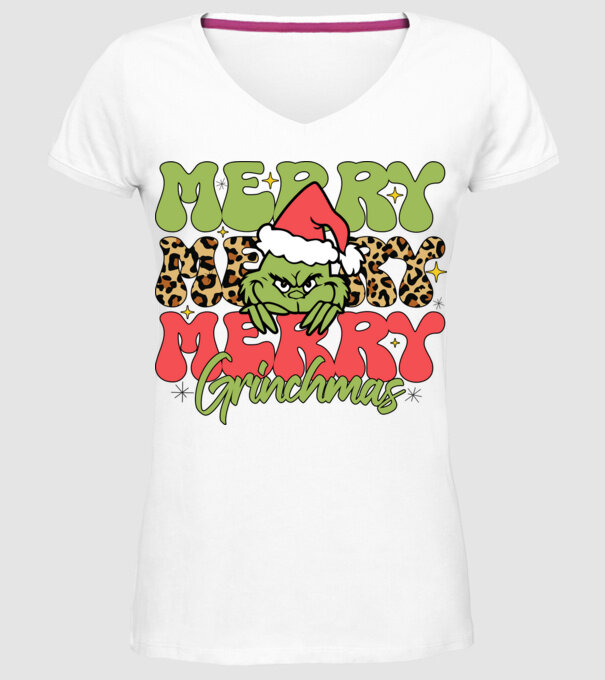 Merry Grinchmas model alb pe tricou
