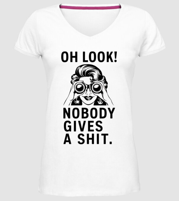 Nobody Gives a shit model alb pe tricou