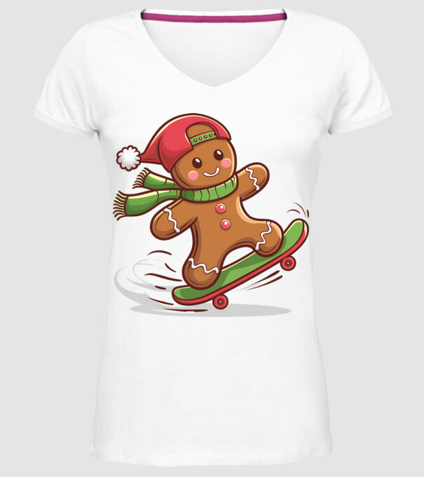 Patinator de turtă dulce model alb pe tricou