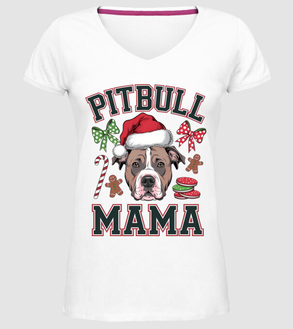 Pitbull Mama model alb pe tricou