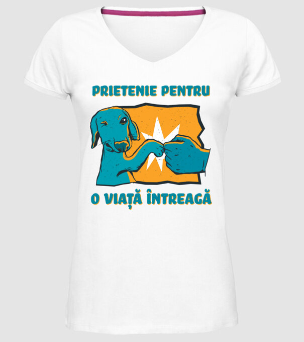 Prietenie pentru o viață întreagă model alb pe tricou