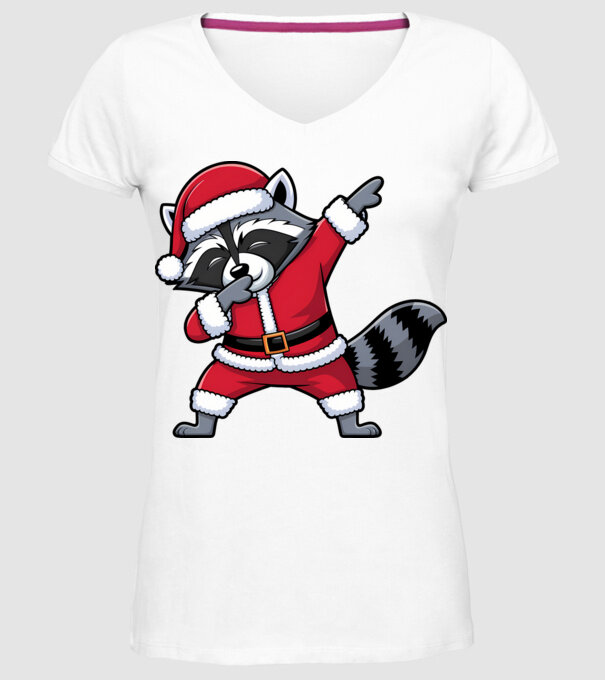 Raton Dab Xmas model alb pe tricou