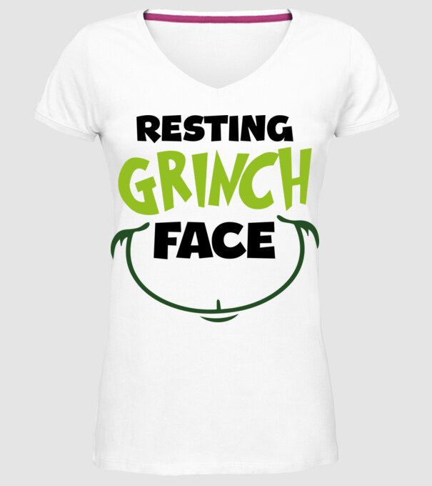 Resting Grinch face model alb pe tricou
